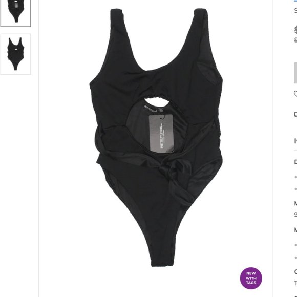 Black Crinkle Cut Out Belted Swimsuit - NWT - Picture 8 of 12